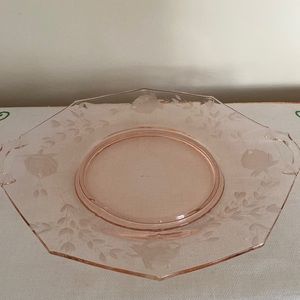 VTG Pink Etched Depression Glass Platter